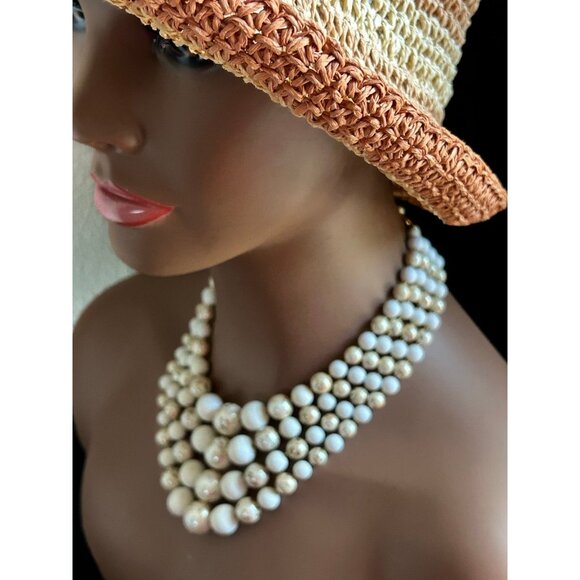 Multi-Strand Cream & White Beads Necklace - Picture 5 of 7